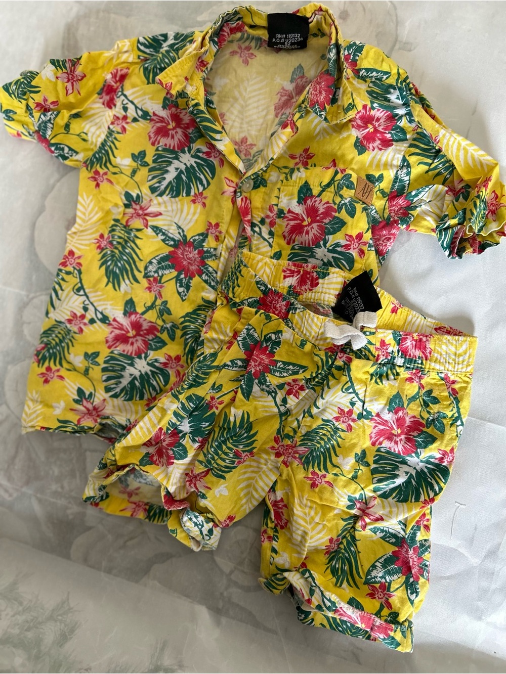 Tony Hawk Yellow Floral Cuban Collar Shirt & Shorts Set